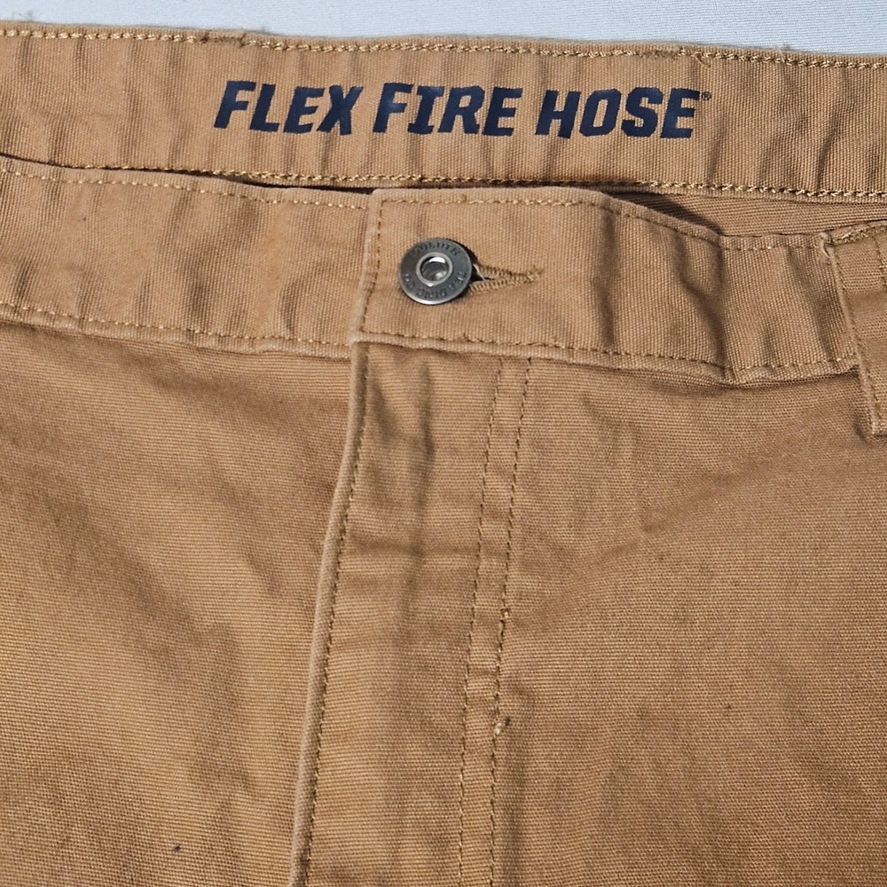 Duluth Flex Fire Hose Work Carpenter Painter Pants Canvas Mens 46x30 khaki beige